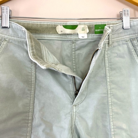 Anthropologie Eyelet Wanderer Utility Cotton Blend Pants Light Mint Green Sz 30 - Picture 12 of 14